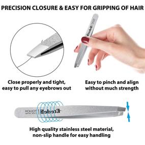 img 3 attached to 💅 Premium Precision Eyebrow Tweezers in Shiny Silver Paint- Professional Stainless Steel Slant Tip Tweezers Set for Women- Includes 1 Slant & 1 Pointed Tweezer