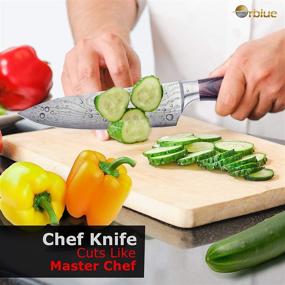 img 2 attached to Orblue 8-Inch Chef Knife - High Carbon German Stainless Steel Kitchen Knife for Cutting, Chopping, Dicing, Slicing & Mincing | Professional Cooking Knife with Ergonomic Handle & Sharp Blade