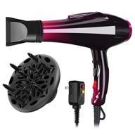 professional blow dryer with negative ions and 3500w power for fast, quiet, and long cord drying - includes nozzle and diffuser - 2 speeds, 3 heat settings logo