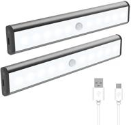 💡 usb rechargeable motion sensor under cabinet lights - 10 led stick-on closet night lights for kitchen, wardrobe, and more (2 pack) логотип