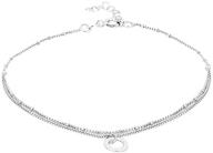 💎 vanbelle sterling silver beaded chain anklet: stylish round charm and rhodium plating for women and girls logo