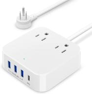 convenient portable power strip with usb c pd 20w, 2 ac outlets, 💡 and 4 usb ports (2.4a) – perfect for desktop, travel, home, office, hotel, dorm logo