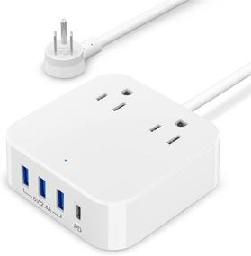 img 4 attached to Convenient Portable Power Strip with USB C PD 20W, 2 AC Outlets, 💡 and 4 USB Ports (2.4A) – Perfect for Desktop, Travel, Home, Office, Hotel, Dorm