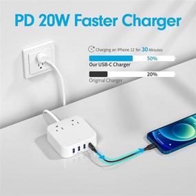 img 3 attached to Convenient Portable Power Strip with USB C PD 20W, 2 AC Outlets, 💡 and 4 USB Ports (2.4A) – Perfect for Desktop, Travel, Home, Office, Hotel, Dorm