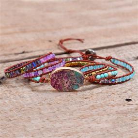 img 1 attached to Boho Blue Natural Stone Handmade 🌿 5 Wraps Bracelet for Women - YGLINE Bracelet