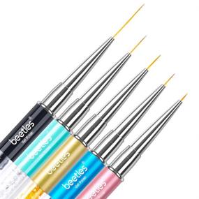 img 4 attached to Beetles Nail Art Liner Brushes Set - Diamond Rhinestone Handle, Nail Gel Polish Painting Design Brush Pen Kit - Sizes 5/7/9/11/20mm, 5Pcs