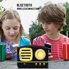 img 2 attached to Bluetooth-колонка BOOMER VIVI в стиле винтаж - портативная беспроводная мини-колонка с усиленным басом, стерео-звуком, громкой связью, встроенным микрофоном - идеально подходит для путешествий, дома и на улице (черная)