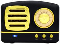 bluetooth-колонка boomer vivi в стиле винтаж - портативная беспроводная мини-колонка с усиленным басом, стерео-звуком, громкой связью, встроенным микрофоном - идеально подходит для путешествий, дома и на улице (черная) логотип