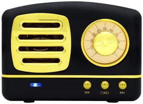 img 4 attached to Bluetooth-колонка BOOMER VIVI в стиле винтаж - портативная беспроводная мини-колонка с усиленным басом, стерео-звуком, громкой связью, встроенным микрофоном - идеально подходит для путешествий, дома и на улице (черная)