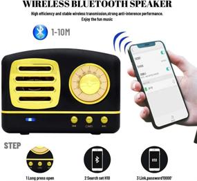 img 3 attached to Bluetooth-колонка BOOMER VIVI в стиле винтаж - портативная беспроводная мини-колонка с усиленным басом, стерео-звуком, громкой связью, встроенным микрофоном - идеально подходит для путешествий, дома и на улице (черная)
