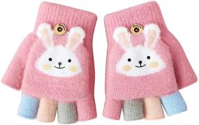 img 2 attached to 🧤 Cold Weather Accessories: Convertible Knitted Fingerless Gloves for Toddler Boys