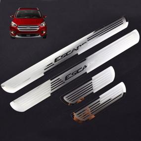 img 4 attached to 🚪 Weigesi Steel Door Sill Scuff Plate Protector Cover Trim Set for Ford Escape Accessories 2014-2020 - 4PCS