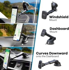 img 3 attached to 📱 APPS2Car Universal Magnetic Car Phone Mount - Dashboard, Windshield, and Air Vent Mount - Powerful Suction Cup - Secure Holder for All Cell Phones