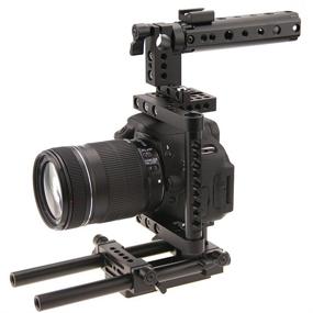 img 2 attached to CAMVATE Camera Cage Rig with Top Handle, Tripod Mount Plate - Compatible with Nikon, Sony, Panasonic (Black)