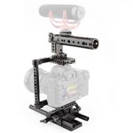 camvate camera cage rig with top handle, tripod mount plate - compatible with nikon, sony, panasonic (black) logo