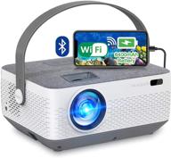 wi-fi проектор с bluetooth и батареей на 8400 мач, портативный домашний проектор, fangor, 1080p поддерживаемый кино-проектор для синхронизации экрана смартфона через wi-fi/usb-кабель, совместимый с iphone, ноутбуком. логотип