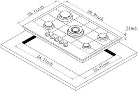 img 2 attached to 🔥 High-Performance 30" Dual Fuel Gas Cooktop with 5 Sealed Burners - Tempered Glass Stovetop for Stylish Modern Kitchens - DM517-SA01 Gas Hob