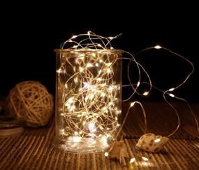 img 1 attached to 🔮 WSgift 2-Pack of 20 Feet 60 Warm White LED Fairy Lights - Battery Operated with Remote Control Timer, Waterproof Silver Copper Wire Twinkle String Lights for Party, Bedroom, Wedding, and Christmas Decorations