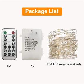 img 3 attached to 🔮 WSgift 2-Pack of 20 Feet 60 Warm White LED Fairy Lights - Battery Operated with Remote Control Timer, Waterproof Silver Copper Wire Twinkle String Lights for Party, Bedroom, Wedding, and Christmas Decorations