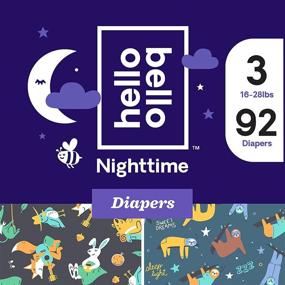 img 1 attached to 🌙 Hello Bello Size 3 Nighttime Diapers - Ultra Absorbent, Hypoallergenic - Overnight Protection - 96 Count (4 Packs of 24)