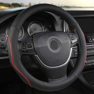 🐼 улучшите свой опыт вождения с giant panda heavy duty auto car steering wheel cover – универсальная посадка, 15 дюймов (черная + красная полоска) логотип