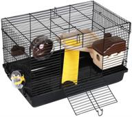 🐹 emust hamster cage: spacious guinea pig haven habitat for hamster, guinea pig, gerbil - includes wheel, water bottle, black logo