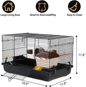 img 2 attached to 🐹 EMUST Hamster Cage: Spacious Guinea Pig Haven Habitat for Hamster, Guinea Pig, Gerbil - Includes Wheel, Water Bottle, Black