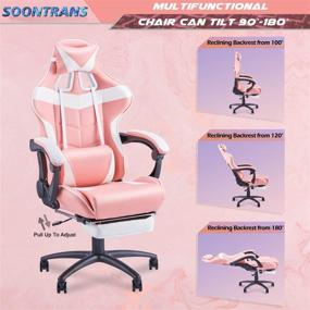 img 2 attached to 🎮 Big and Tall Gaming Chair in Pink - High Back Gamer Chair for Large Sizes, with Massage Lumbar Pillow and Headrest Support (Hot-Pink)