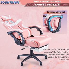 img 1 attached to 🎮 Big and Tall Gaming Chair in Pink - High Back Gamer Chair for Large Sizes, with Massage Lumbar Pillow and Headrest Support (Hot-Pink)