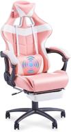 🎮 big and tall gaming chair in pink - high back gamer chair for large sizes, with massage lumbar pillow and headrest support (hot-pink) logo