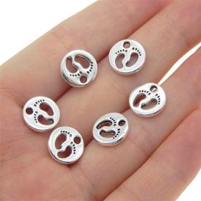 img 2 attached to 👣 JulieWang 50PCS Antiqued Silver Baby Footprint Charms Pendants: Perfect for Jewelry Making DIY (11x11MM)