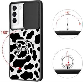 img 2 attached to 🐄 Stylish and Protective Samsung Galaxy S21 Plus 5G Case: Clear Matte Cow Print Design with Screen Protector, Ring Holder, Kickstand, and Camera Slide Cover - Translucent TPU Bumper Case for S21 Plus 5G 6.7' - Perfect for Women and Girls!