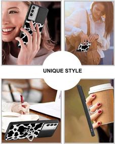 img 1 attached to 🐄 Stylish and Protective Samsung Galaxy S21 Plus 5G Case: Clear Matte Cow Print Design with Screen Protector, Ring Holder, Kickstand, and Camera Slide Cover - Translucent TPU Bumper Case for S21 Plus 5G 6.7' - Perfect for Women and Girls!