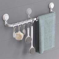 avolare suction cup towel bar: adjustable 24 inches, drill-free removable wall mount towel rack with 5 sliding hooks - ideal for bathroom, kitchen, toilet, shower, door logo