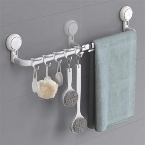 img 4 attached to Avolare Suction Cup Towel Bar: Adjustable 24 Inches, Drill-Free Removable Wall Mount Towel Rack with 5 Sliding Hooks - Ideal for Bathroom, Kitchen, Toilet, Shower, Door