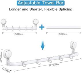 img 1 attached to Avolare Suction Cup Towel Bar: Adjustable 24 Inches, Drill-Free Removable Wall Mount Towel Rack with 5 Sliding Hooks - Ideal for Bathroom, Kitchen, Toilet, Shower, Door