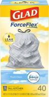 🗑️ glad forceflex tall kitchen drawstring trash bags: fresh clean 13 gal, 40 ct - buy now! logo