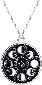 img 3 attached to 🌙 Black Enamel Filled Moon Phase Pattern Stainless Steel Pendant Necklace for Cocktail Parties