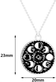 img 2 attached to 🌙 Black Enamel Filled Moon Phase Pattern Stainless Steel Pendant Necklace for Cocktail Parties