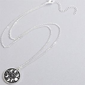 img 1 attached to 🌙 Black Enamel Filled Moon Phase Pattern Stainless Steel Pendant Necklace for Cocktail Parties