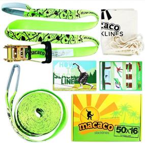 img 3 attached to 🐒 Macaco Unisex's Complete Slackline Kit 16m (52'x2) + Tree Protectors + Instructions + Natural Cotton Bag for Tightrope - Very Easy Setup, Green, M