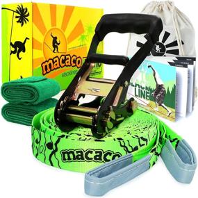 img 4 attached to 🐒 Macaco Unisex's Complete Slackline Kit 16m (52'x2) + Tree Protectors + Instructions + Natural Cotton Bag for Tightrope - Very Easy Setup, Green, M