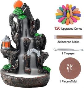 img 3 attached to 🏔️ SOLEJAZZ Waterfall Backflow Incense Burner Set: Mountain Incense Holders with 120 Cones & 30 Sticks for Home, Office, Yoga, Aromatherapy Ornament