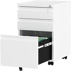 img 4 attached to 🗄️ YITAHOME 3-Drawer Mobile File Cabinet: Lockable Office Storage Filing Cabinet for Legal/Letter Size - Pre-Assembled Metal File Cabinet (White)