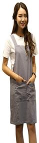 img 4 attached to 🎨 Japanese Style Apron, X Cross Back Strap Aprons, No Tie Design Linen and Cotton Blend Apron with Two Practical Front Pockets, Ideal for Baking, Painting, Gardening, Cleaning - Perfect Women's Gift (Light Gray)