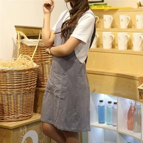 img 1 attached to 🎨 Japanese Style Apron, X Cross Back Strap Aprons, No Tie Design Linen and Cotton Blend Apron with Two Practical Front Pockets, Ideal for Baking, Painting, Gardening, Cleaning - Perfect Women's Gift (Light Gray)