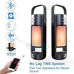 img 4 attached to 🔥 Flame Speaker with Stereo Pairing, 10W Portable Bluetooth Support for TV, Patio, Party - QI Fast Wireless Charging, USB/MicroSD/AUX Input