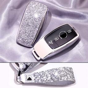 img 4 attached to 🔑 Royalfox(TM) Luxury 3D Bling Key Fob Case Cover for Mercedes-Benz E-Class S-Class W213 - Silver