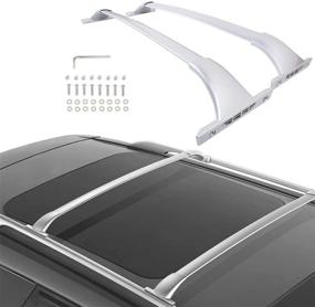 img 4 attached to 🚗 Aluminum Roof Rack Crossbars for Nissan Rogue 2014-2020 with Side Rail | Luggage Carrier Cross Bar for Snowboards, Canoes, Kayaks, and Bikes