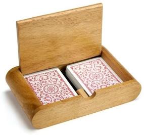 img 2 attached to 2 Deck Wooden Card Box for Poker and Bridge Size Cards by Brybelly